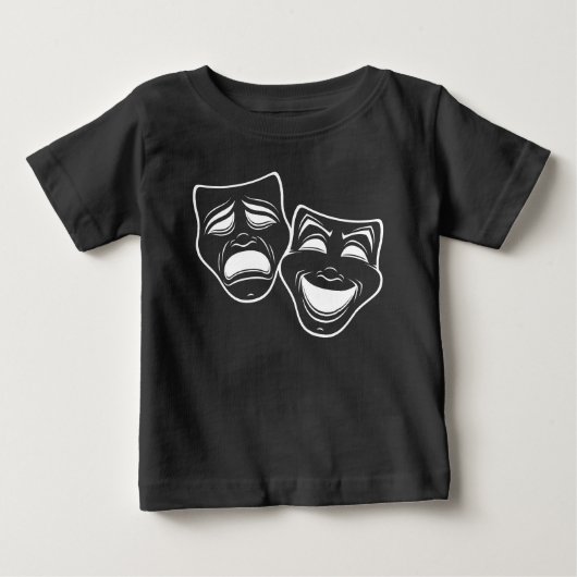 逆さまの白黒コメディと悲劇のマスク ベビーTシャツ (正面)