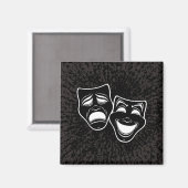 逆さまの黒と白の喜劇と悲劇のマスク マグネット (正面/裏面)