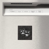 逆さまの黒と白の喜劇と悲劇のマスク マグネット (インサイチュ (食洗機))