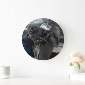 逆さまのWeimaranerの柱時計 ラージ壁時計 (ホーム)