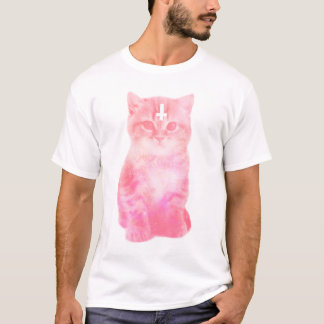 逆にされた十字のパステル調猫のTシャツ Tシャツ