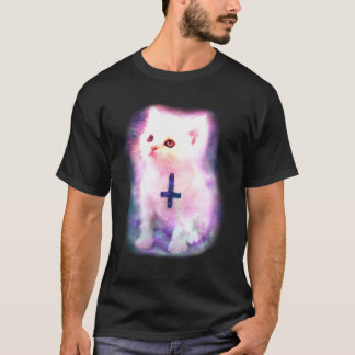 逆にされた十字を持つ宇宙の子ネコ Tシャツ