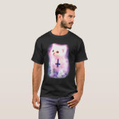 逆にされた十字を持つ宇宙の子ネコ Tシャツ (正面フル)