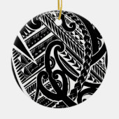 逆にされた黒いsamoan入れ墨のデザインの種族のアートワーク セラミックオーナメント (正面)