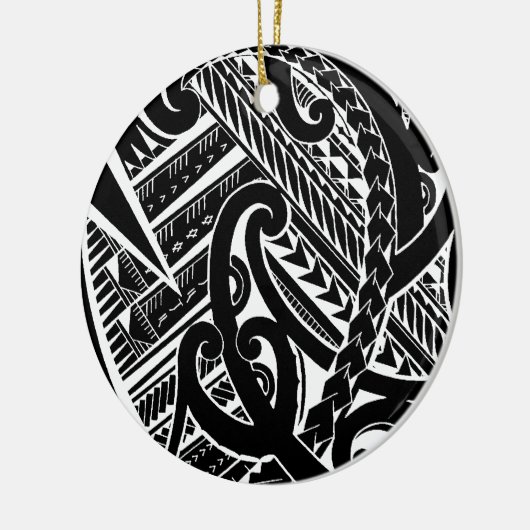 逆にされた黒いsamoan入れ墨のデザインの種族のアートワーク セラミックオーナメント (左)