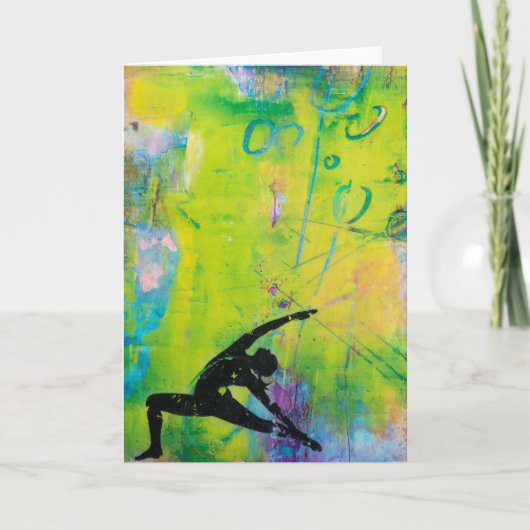 逆の戦士のヨガの女の子の挨拶状 カード (正面)