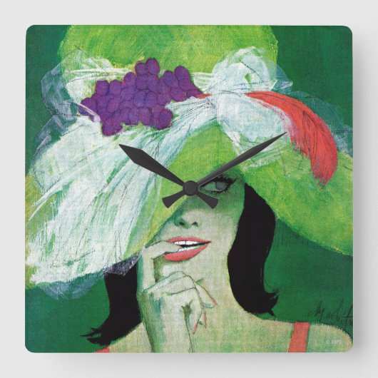 逆の方向を見る スクエア壁時計 (正面)