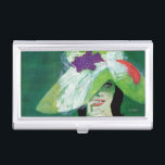 逆の方向を見る 名刺入れ<br><div class="desc">アーティスト： Coby Whitmore |女性の緑の帽子に軽薄なスマイル。</div>