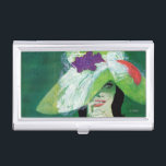 逆の方向を見る 名刺入れ<br><div class="desc">アーティスト： Coby Whitmore |女性の緑の帽子に軽薄なスマイル。</div>