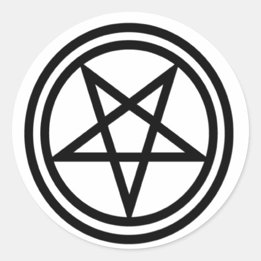 逆の黒いペンタグラム ラウンドシール (正面)