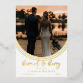 逆アーチ写真 ウェディング 結婚して楽しく 箔シーズンカード (正面)