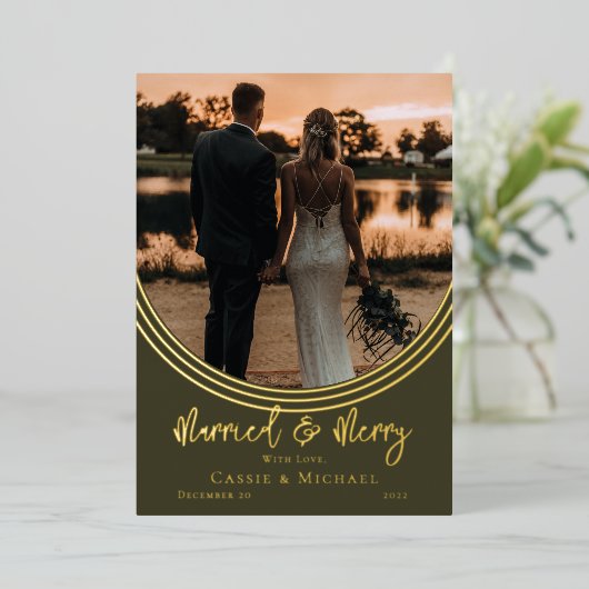 逆アーチ結婚写真結婚したとメリー 箔シーズンカード (立ち正面)