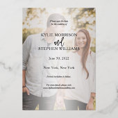 逆アーチ2フォトウェディング日付を保存 箔招待状 (裏面)