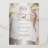 逆アーチ2フォトウェディング日付を保存 箔招待状 (裏面)