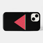 逆三角形の赤い三角形に載ったスイカのレジスタンス iPhoneケース (裏面横)