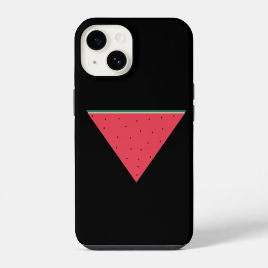 逆三角形の赤い三角形に載ったスイカのレジスタンス iPhoneケース (裏面)