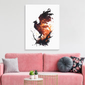 逆境を克服:灰から立ち上がるフェニックス キャンバスプリント (インサイチュ (リビング))