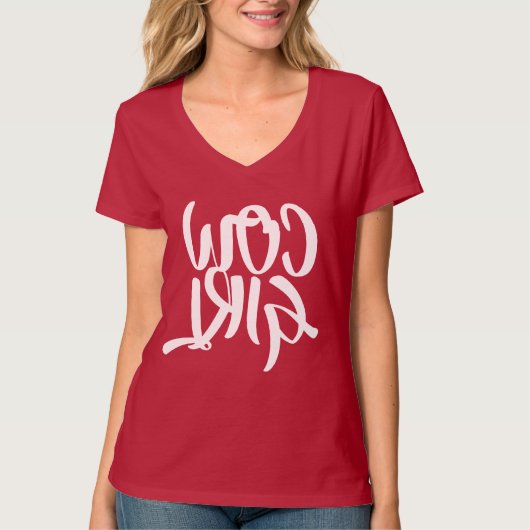 逆女性のカーボーイシャツ Tシャツ (正面)