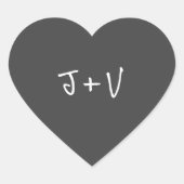 逆手書きカップルイニシャル封筒用シール ハートシール (正面)