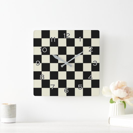 逆数付きチェスボードwccn スクエア壁時計 (ホーム)