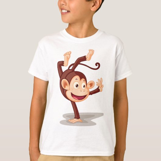 逆立ちする可愛らしいサル Tシャツ (正面)