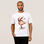 逆立ちする遊び心のあるサル かわいい動物 Tシャツ (正面フル)