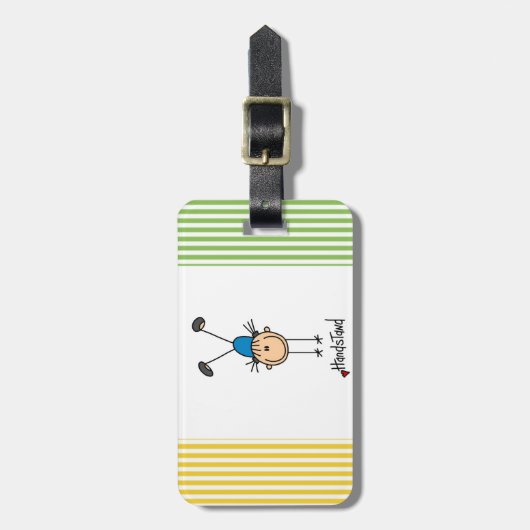 逆立ちをしている体育専門家 ラゲッジタグ (正面縦)