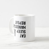 逆立ち Eat Sleep Repeat コーヒーマグカップ (正面左)
