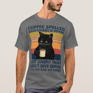 逆綴りのコーヒーはEeffocの猫を飲む Tシャツ