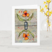 逆花水色グリーティングカード カード (黄色い花)