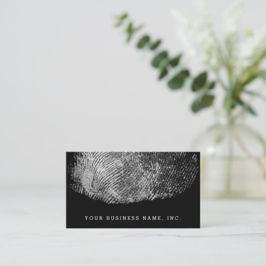 逆転させたループ指紋の白黒 名刺 (スタンド正面)