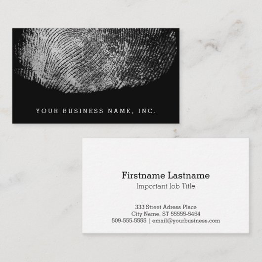 逆転させたループ指紋の白黒 名刺 (正面/裏面)