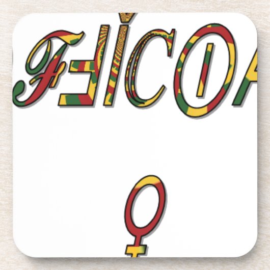 逆「オフィシャル」女性記号芸術プリント コースター (正面)