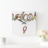 逆「オフィシャル」女性記号芸術プリント スクエア壁時計 (ホーム)