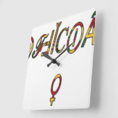 逆「オフィシャル」女性記号芸術プリント スクエア壁時計 (傾斜)