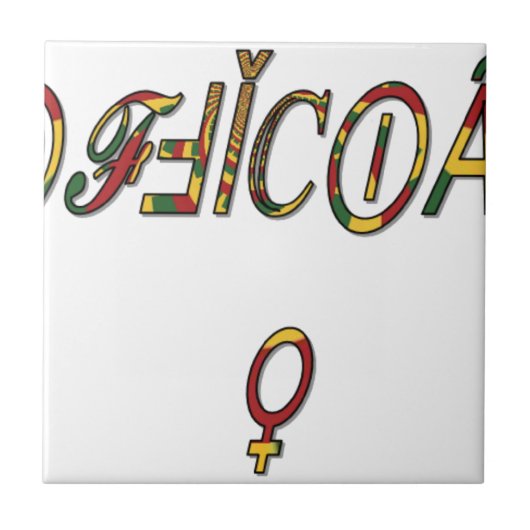 逆「オフィシャル」女性記号芸術プリント タイル (正面)