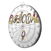 逆「オフィシャル」女性記号芸術プリント ダーツボード (正面右)