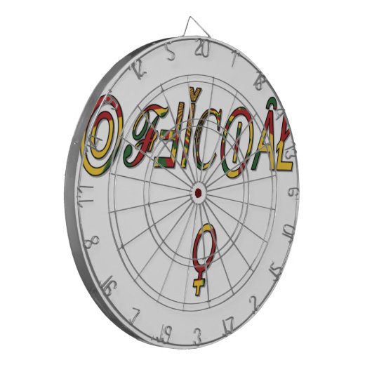 逆「オフィシャル」女性記号芸術プリント ダーツボード (正面左)