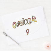 逆「オフィシャル」女性記号芸術プリント 楕円形シール (封筒)