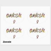 逆「オフィシャル」女性記号芸術プリント 楕円形シール (シート)