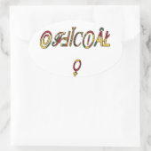 逆「オフィシャル」女性記号芸術プリント 楕円形シール (バッグ)