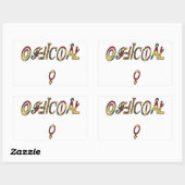 逆「オフィシャル」女性記号芸術プリント 長方形シール (シート)