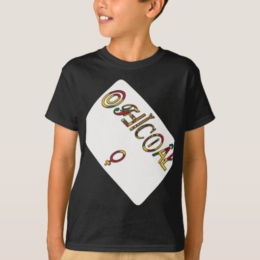 逆「オフィシャル」女性記号芸術プリント Tシャツ (正面)