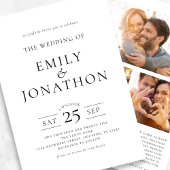 逆QRコードのミニマルな3枚の結婚写真 招待状