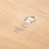 透お洒落明なウッドラ結婚ンド アクリル招待状 (レイダウン)