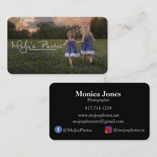 透かしとのシンプルな写真撮影 名刺 (正面/裏面)