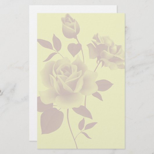 透かしのバラのペーパー文房具 便箋 (正面/裏面)