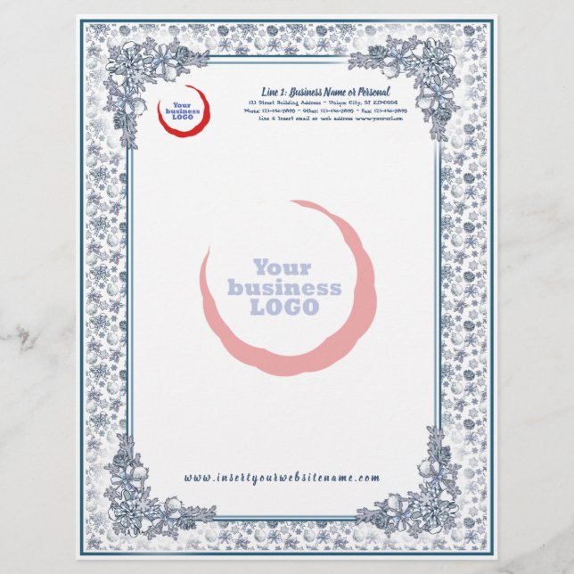 透かし付きホワイトクリスマスビジネスレターヘッド レターヘッド (正面)