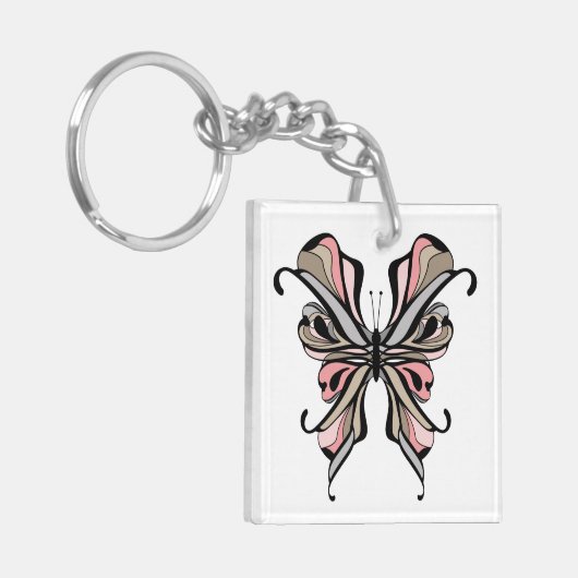 透かし模様の蝶 キーホルダー (正面左)