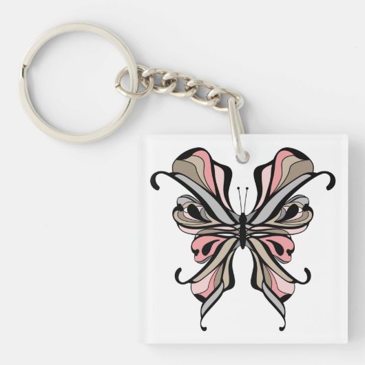 透かし模様の蝶 キーホルダー (正面)
